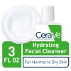 CeraVe Hydrating Cream-to-Foam Facial Cleanser with Hyaluronic Acid for Normal to Dry Skin, 3 fl oz