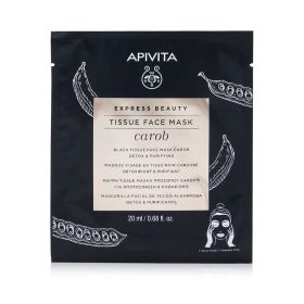 APIVITA - Express Beauty Black Tissue Face Mask with Carob (Detox & Purifying) - Exp. Date: 07/2022 6x20ml/0.68oz