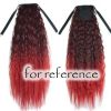 Wavy Curly Wrap Around Ponytail Wig Extension Woman Drawstring Synthetic Hair Extension Fluffy Hairpiece,Black to Wine Red Halloween Dress Up Cosplay