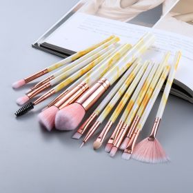 15 Marbled Design Makeup Brushes Set (Option: Yellow-Q15pcs)