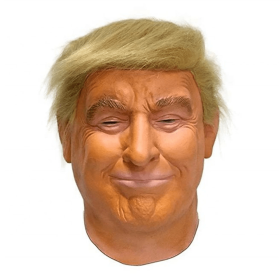 Donald Trump Mask Realistic President Latex Headgear Halloween Party Celebrity Cosplay Costume Props Yellow Wig Head Cover Mask (Color: a)