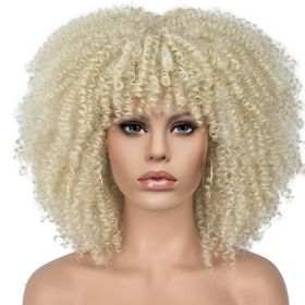 15Inch Curly Wigs for Black Women Afro Bomb Curly Wig (Color: Light Gold)