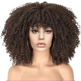 15Inch Curly Wigs for Black Women Afro Bomb Curly Wig (Color: Dark Brown)