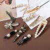 Retro 5-Piece Hair Clip Simple Pearl Side Clip for Women Girls Headband Hairpins Barrettes Ins Black Froral Hair Accessories