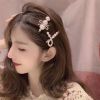 Retro 5-Piece Hair Clip Simple Pearl Side Clip for Women Girls Headband Hairpins Barrettes Ins Black Froral Hair Accessories