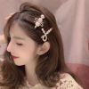 Retro 5-Piece Hair Clip Simple Pearl Side Clip for Women Girls Headband Hairpins Barrettes Ins Black Froral Hair Accessories